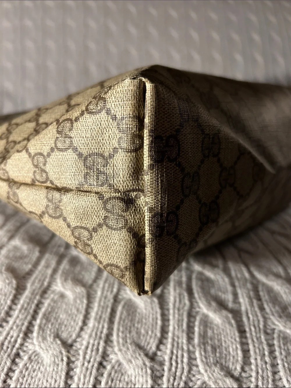Gucci Beige/Tan GG Canvas Tote with Green & Red Web Strap